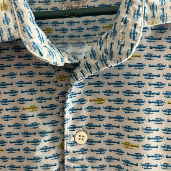 Rhoback Men’s Performance Polo Shirt – Seaplane Print, Size XXL - Picture 3 of 3